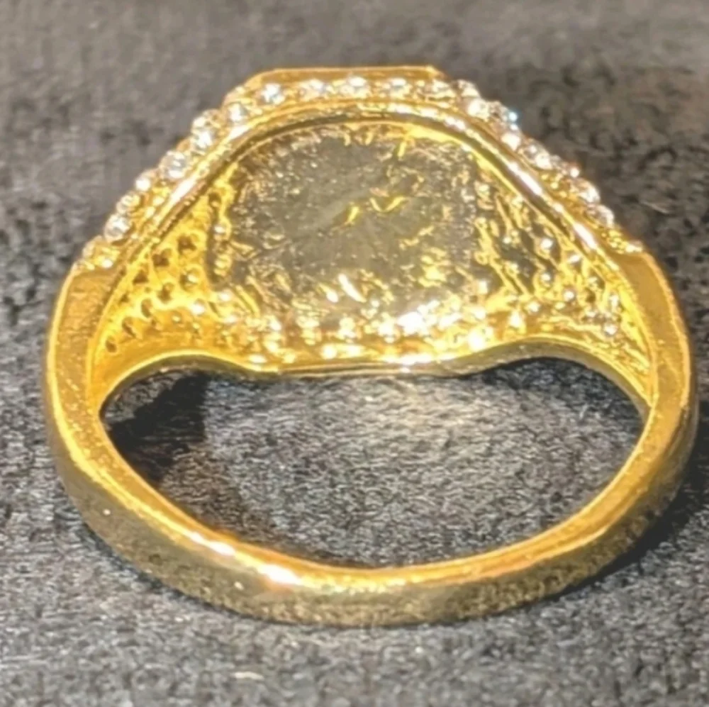 Elegant Mens Simulated Diamonds With 2ct 14k Yellow gold Plated Ring Sz 12